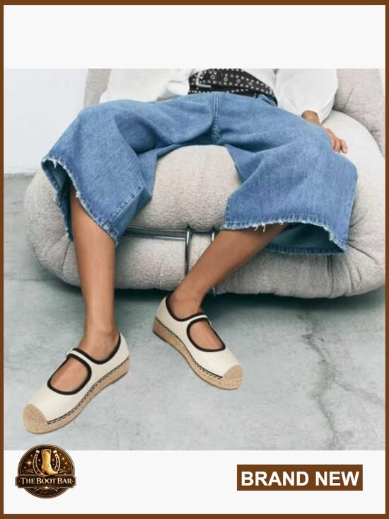 AE Raffia Mesh Mary Jane Flats | American Eagle Women Mesh Espadrille Flats Woven Raffia Platform Mary Jane Buckle Strap Summer